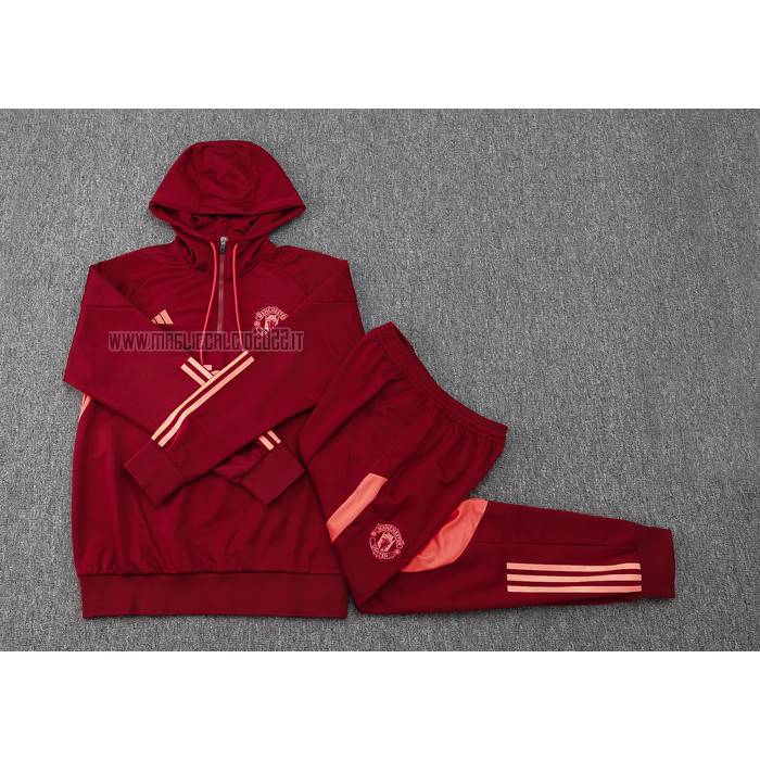 Tuta da Track de Felpa del Manchester United 2023-2024 Rosso Oscuro